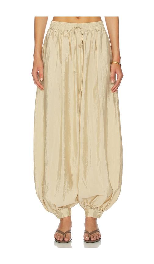 Cinq a Sept Tumbled Woven Verne Pant in Beige by CINQ A SEPT