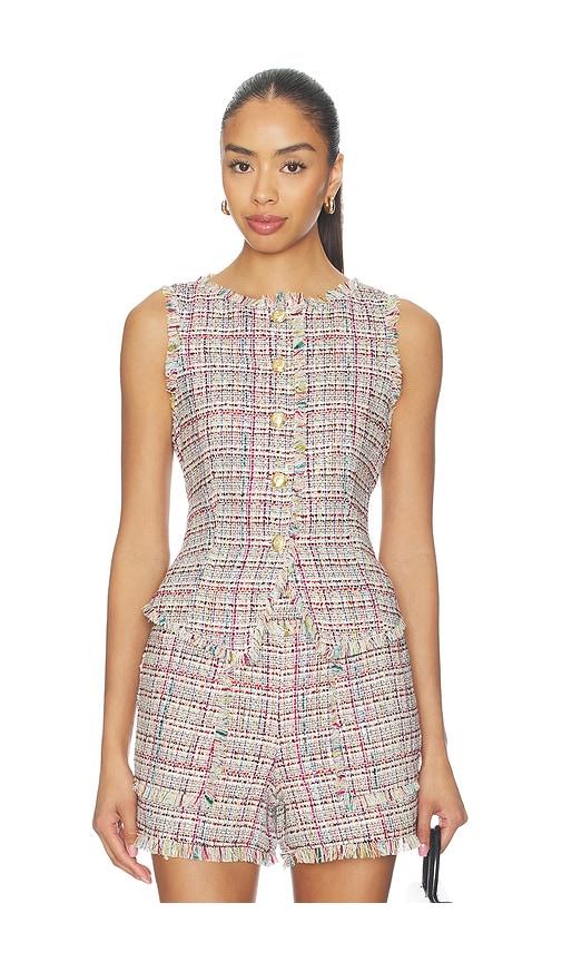 Cinq a Sept Wildflower Tweed Camen Vest in Ivory,Red by CINQ A SEPT