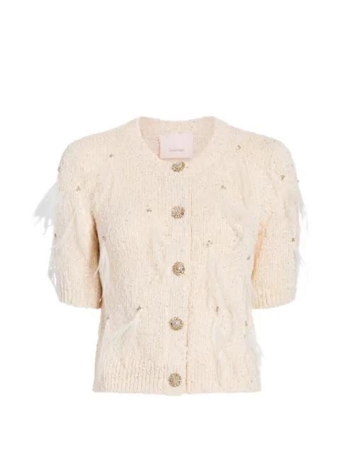 Coralie sequin-embellished feather cardigan by CINQ A SEPT