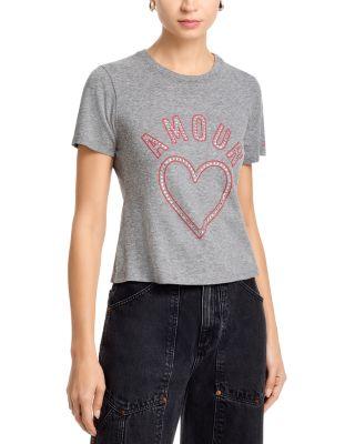 Crystal Amour Heart Shrunken Tee by CINQ A SEPT