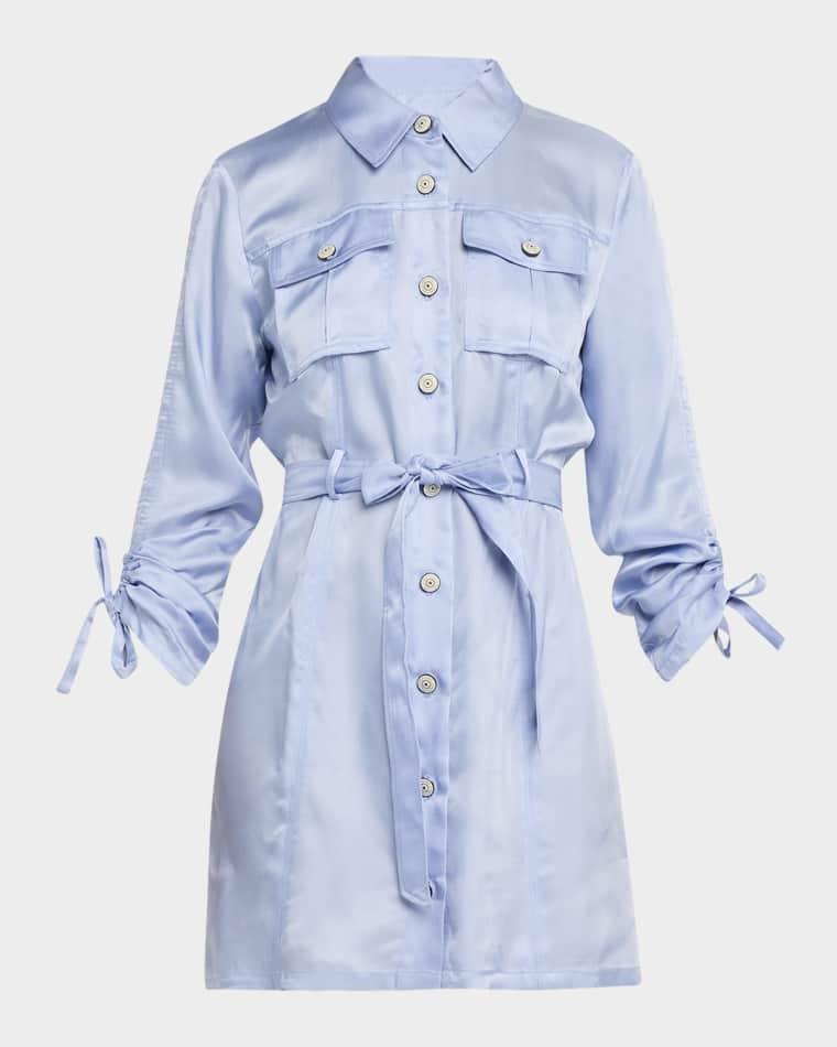 Dale Button-Front Satin Shirtdress by CINQ A SEPT