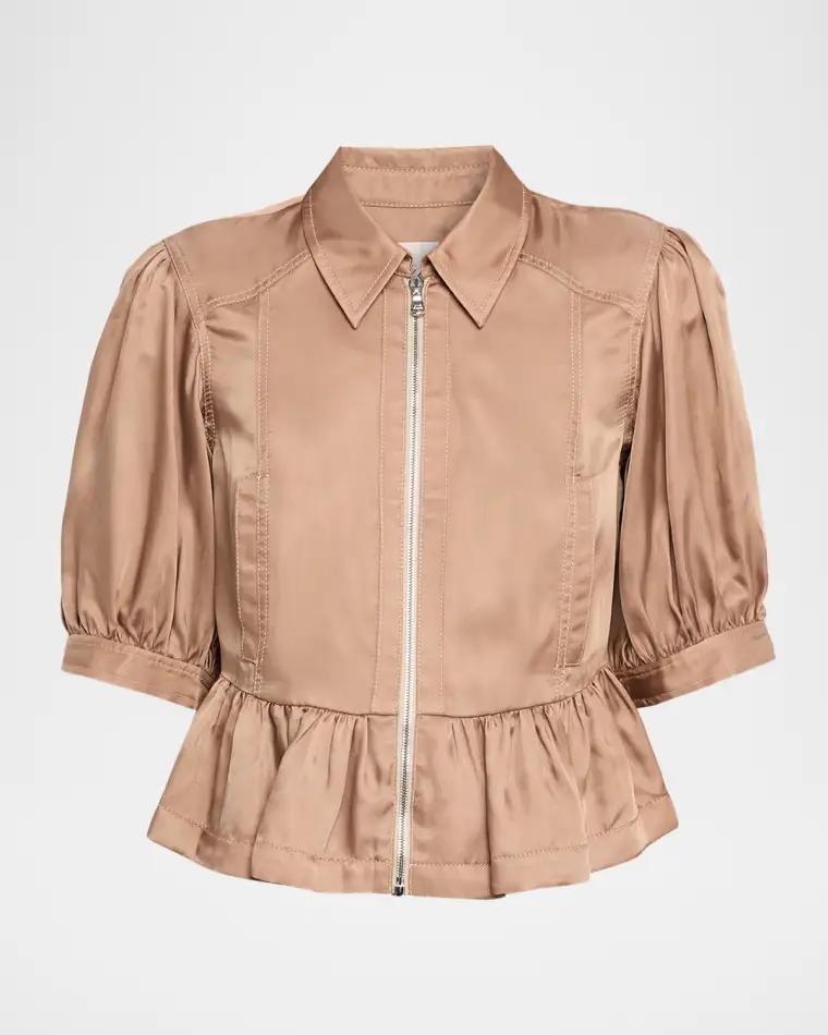 Daphne Puff-Sleeve Peplum Jacket by CINQ A SEPT