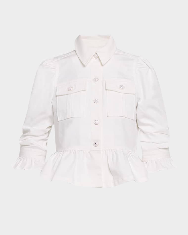 Delanie Denim Peplum Jacket by CINQ A SEPT
