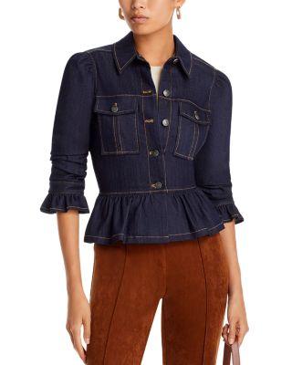 Delanie Peplum Denim Jacket by CINQ A SEPT