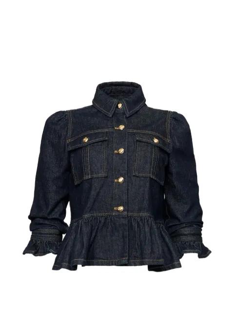Delanie button-up ruffled-sleeve denim jacket by CINQ A SEPT