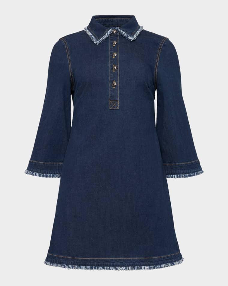 Denim Fringe-Trim Mini Dress by CINQ A SEPT