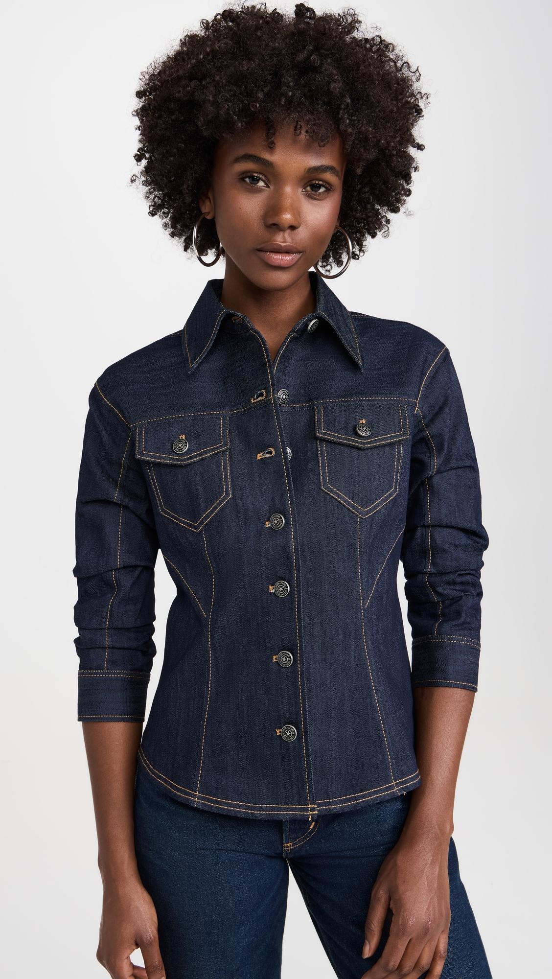 Denim Scrunched Canyon Jacket by CINQ A SEPT