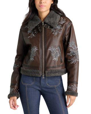 Devyn Faux Leather Aviator Jacket by CINQ A SEPT Devyn Faux Leather Aviator Jacket by CINQ A SEPT