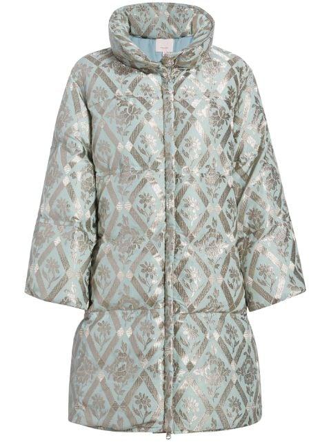 Diamond Floral Hallie puffer coat by CINQ A SEPT
