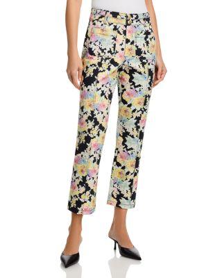Dorothea Ikat Bouquet High Rise Ankle Jeans in Black Multi by CINQ A SEPT