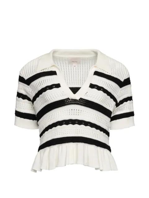Elvire striped-ruffled sweater by CINQ A SEPT