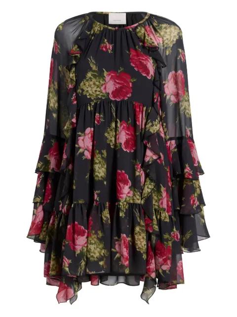 Emelia ruffled baroque-roses mini dress by CINQ A SEPT