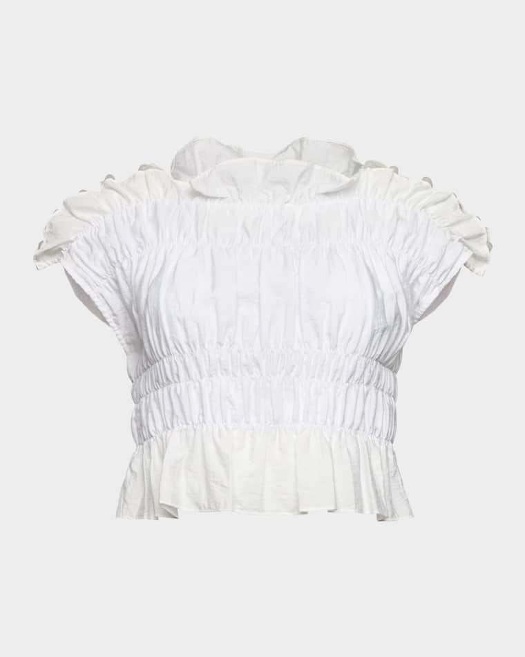 Evalina Smocked Crop Top by CINQ A SEPT