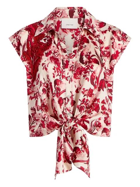 Floral Ribbons Sleeveless Mari blouse by CINQ A SEPT