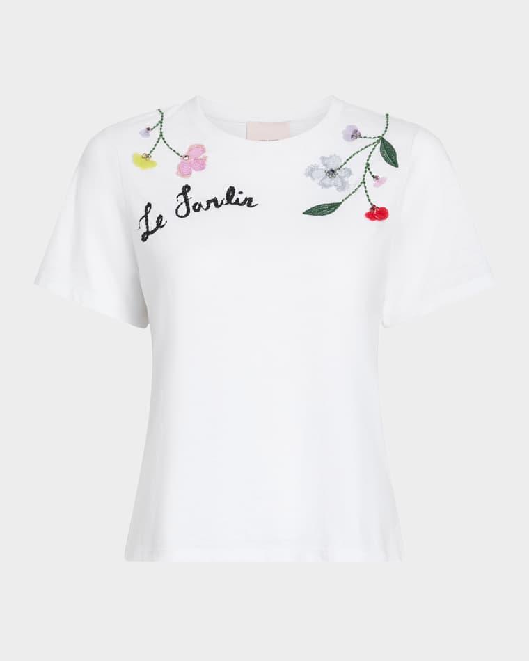 Floral Vine Shrunken Tee by CINQ A SEPT