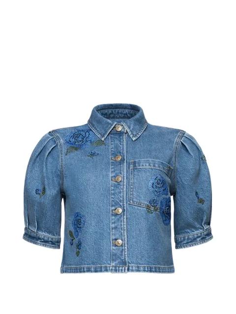 Halsie puff-sleeved denim shirt by CINQ A SEPT