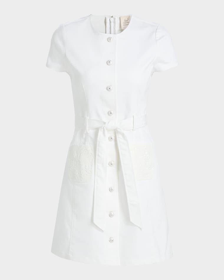 Jaclyn Lace-Pocket Denim Minidress by CINQ A SEPT