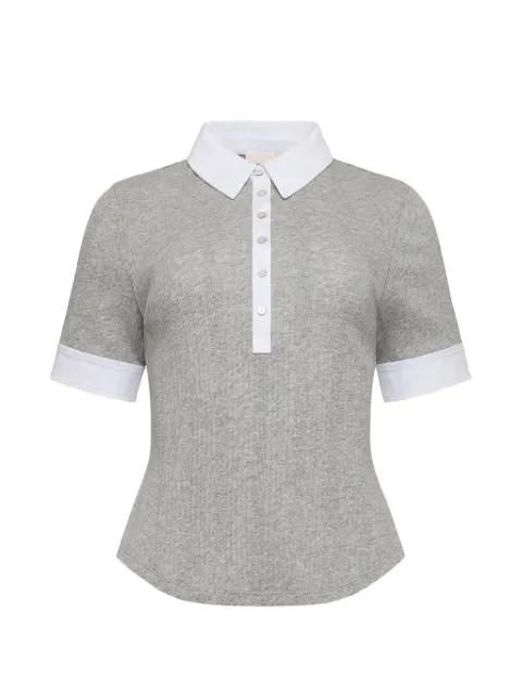 Jaden ribbed-knit polo top by CINQ A SEPT