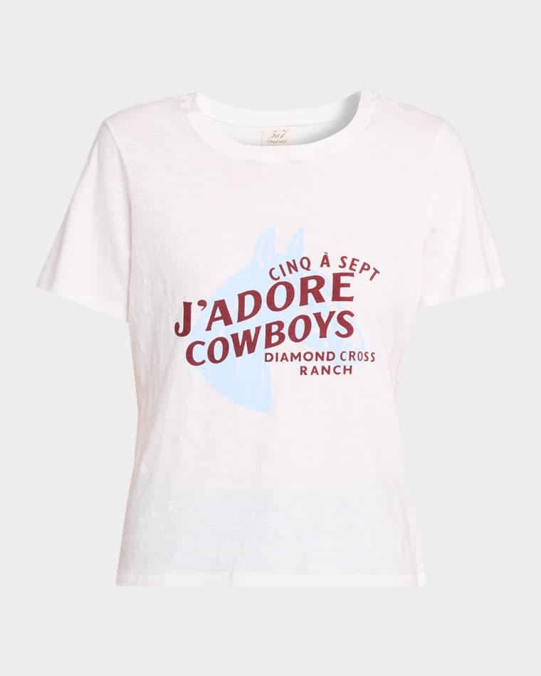 J'adore Cowboys Embellished Shrunken Tee by CINQ A SEPT