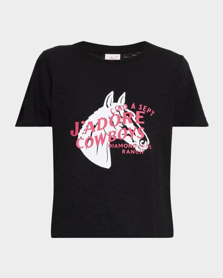 J'adore Cowboys Embellished Shrunken Tee by CINQ A SEPT