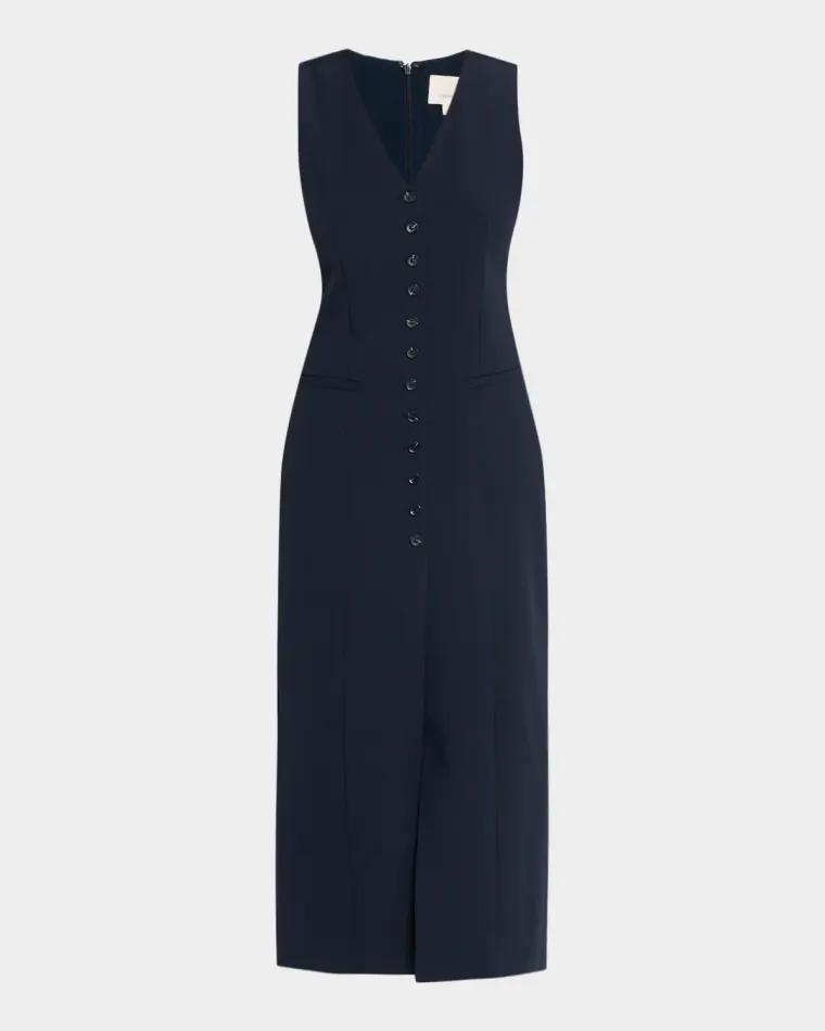 Kallen V-Neck Crepe Midi Dress by CINQ A SEPT