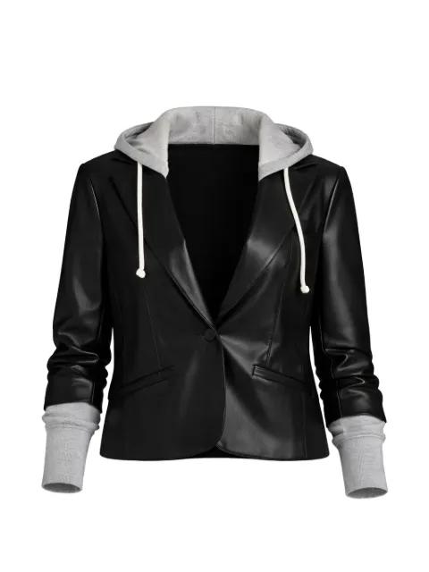 Le Petit Hooded vegan leather jacket by CINQ A SEPT