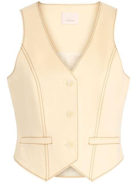 Lio cotton contrast-stitch vest by CINQ A SEPT
