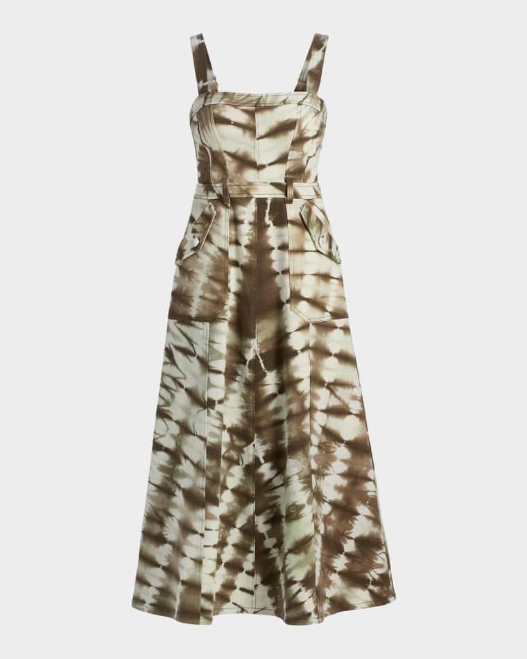 Malani Tie-Dye Denim Midi-Dress by CINQ A SEPT