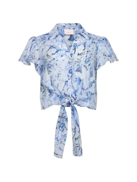 Marianna Heirloom Petals flutter-sleeve blouse by CINQ A SEPT