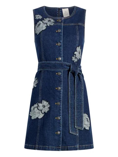 Marsha floral-appliqué button-front mini dress by CINQ A SEPT