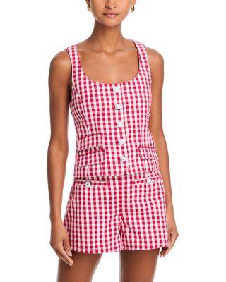 Mini Gingham Denim Lovina Top by CINQ A SEPT