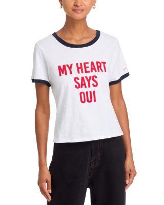 My Heart Says Oui Shrunken Ringer Tee by CINQ A SEPT