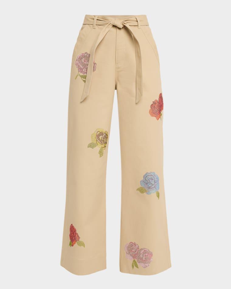 Mylah Heatset Roses Pants by CINQ A SEPT
