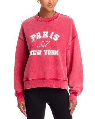 Paris New York Tumble Washed Brandy Pullover Sweatshirt by CINQ A SEPT
