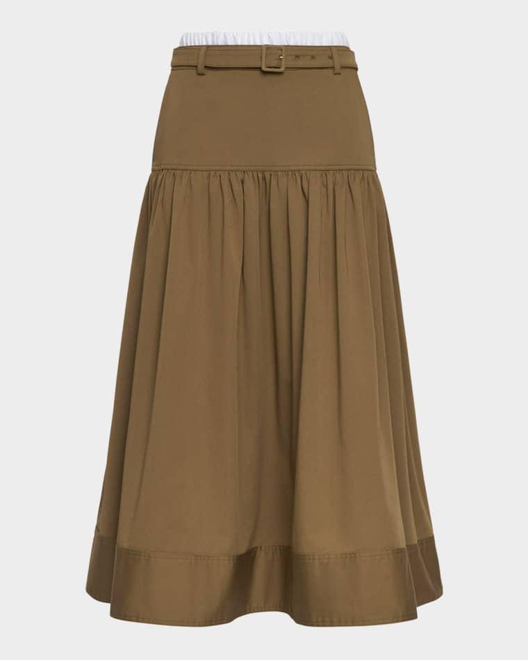 Peri Belted Tiered Midi Skirt by CINQ A SEPT