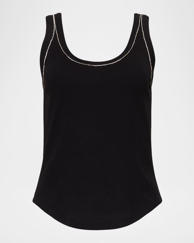 Quenta Rhinestone-Trim Tank Top by CINQ A SEPT