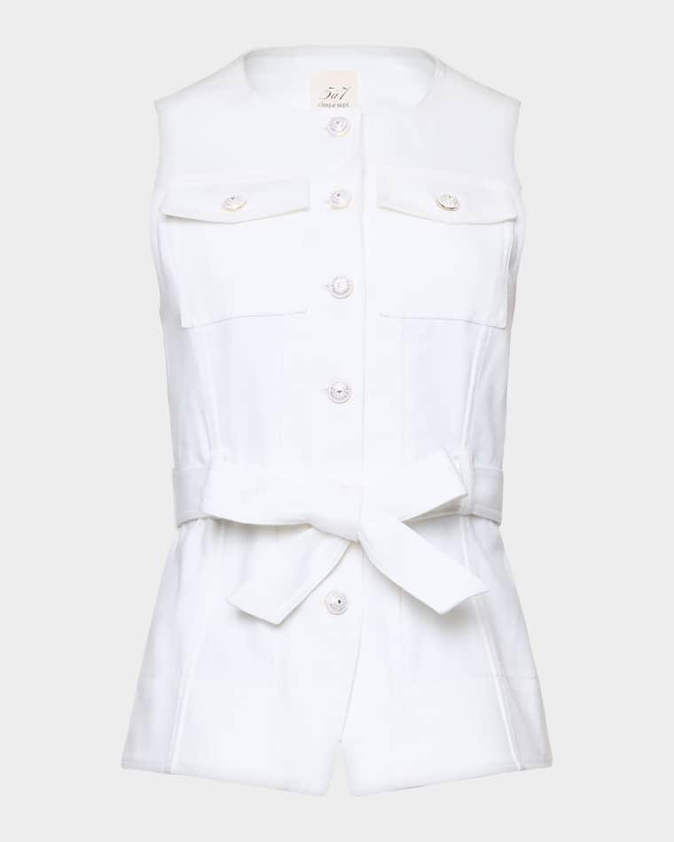 Reenee Belted Denim Vest by CINQ A SEPT