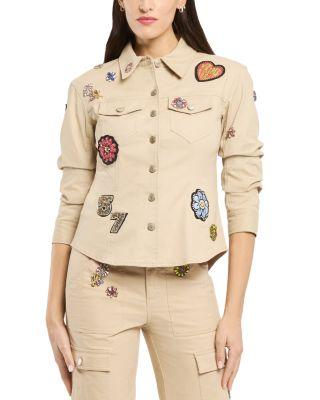 Retro Love Patches Scrunched Canyon Jacket by CINQ A SEPT