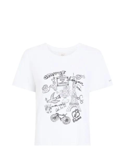 Rhinestone doodle shrunken T-shirt by CINQ A SEPT