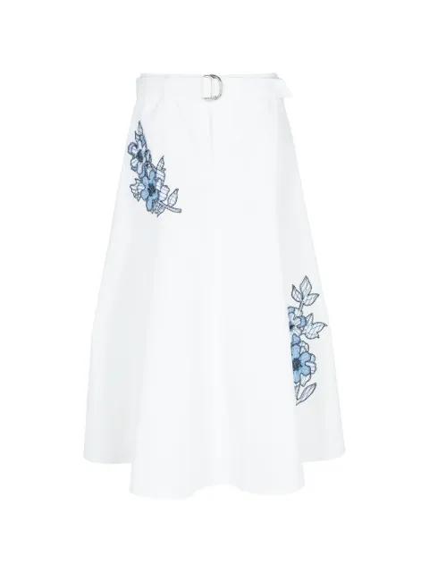 Samara floral-embroidered mid skirt by CINQ A SEPT
