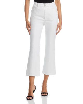 Stevie Lace Cropped High Rise Jeans in White by CINQ A SEPT
