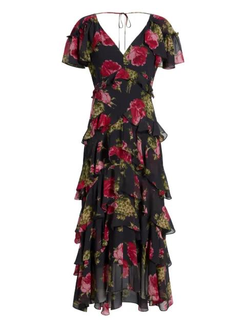 Tatum ruffled floral-pattern midi dress by CINQ A SEPT