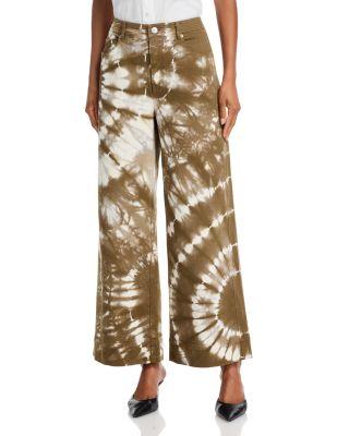 Tie Dye Betsy High Rise Wide Leg Jeans in Dark Olive by CINQ A SEPT