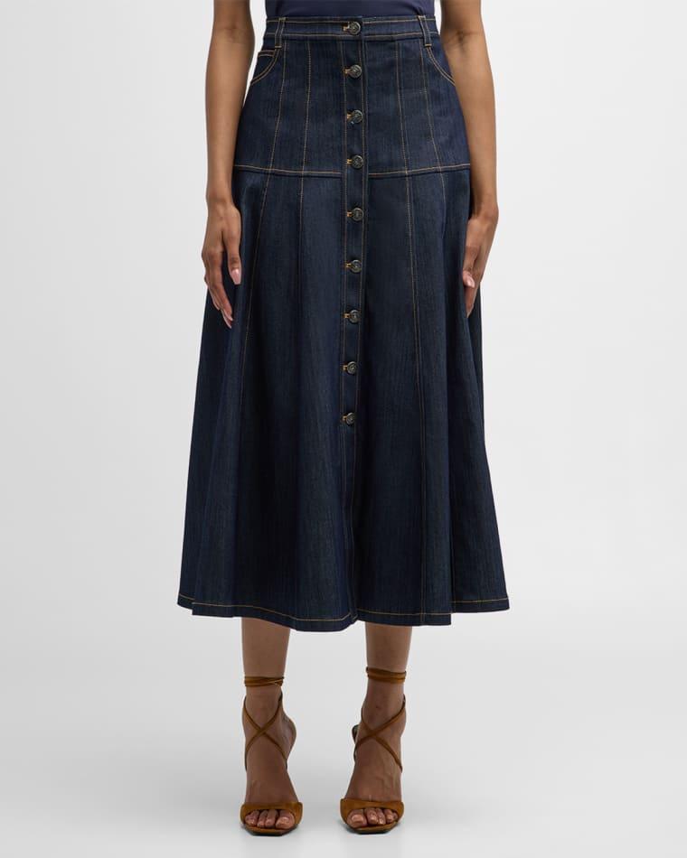 Veena Denim Midi Skirt by CINQ A SEPT