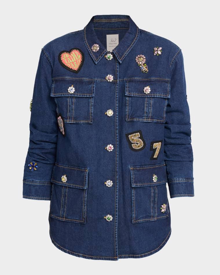 Vera Retro Love Denim Jacket by CINQ A SEPT