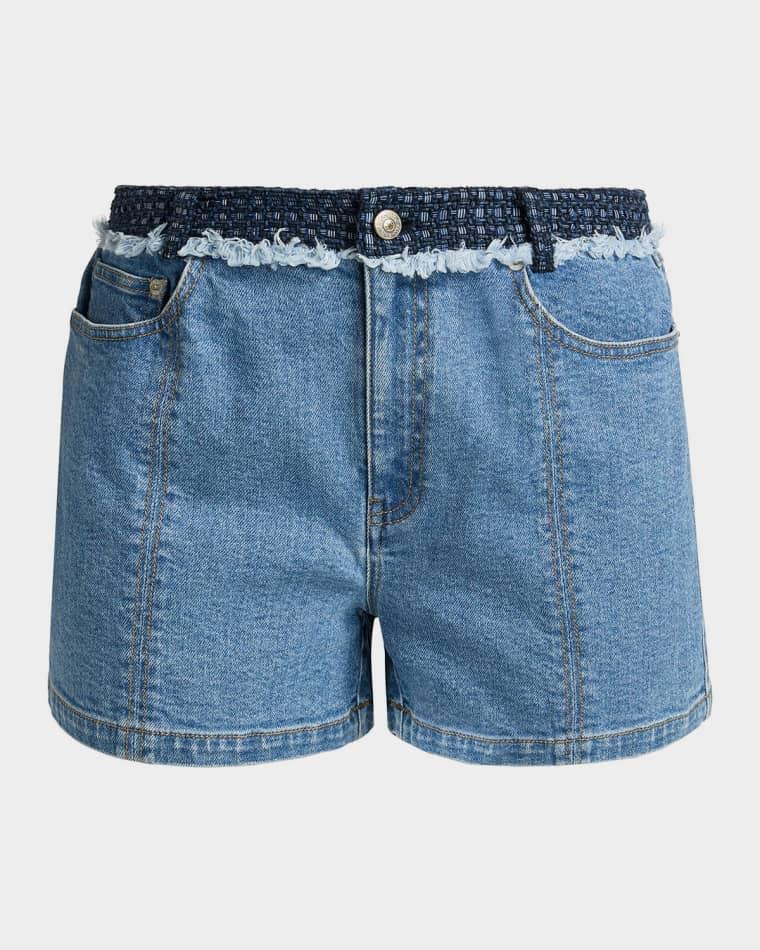 Vinny Denim Bouclé Shorts by CINQ A SEPT