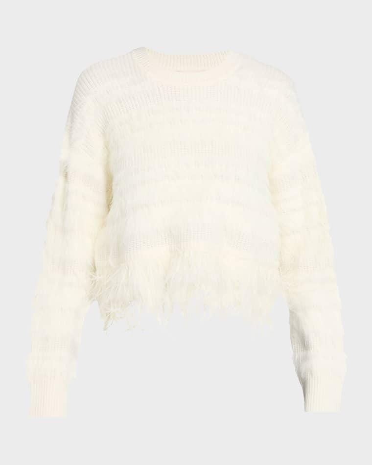 Vivi Feathered Crewneck Sweater by CINQ A SEPT