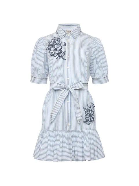 Zadie floral-appliqué  striped dress by CINQ A SEPT