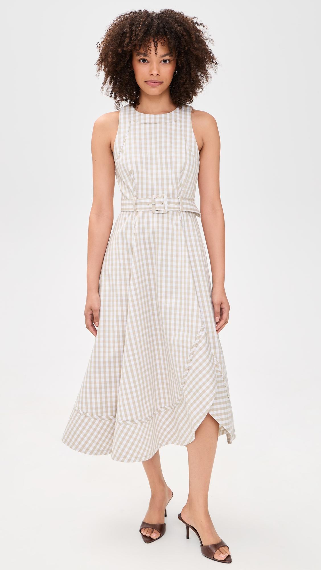 Zelda Gingham Denim Midi Dress by CINQ A SEPT