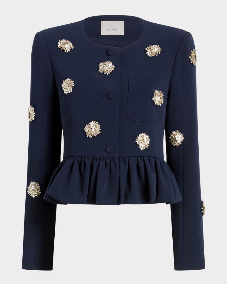 Zellie Flower Dots Crepe Jacket by CINQ A SEPT